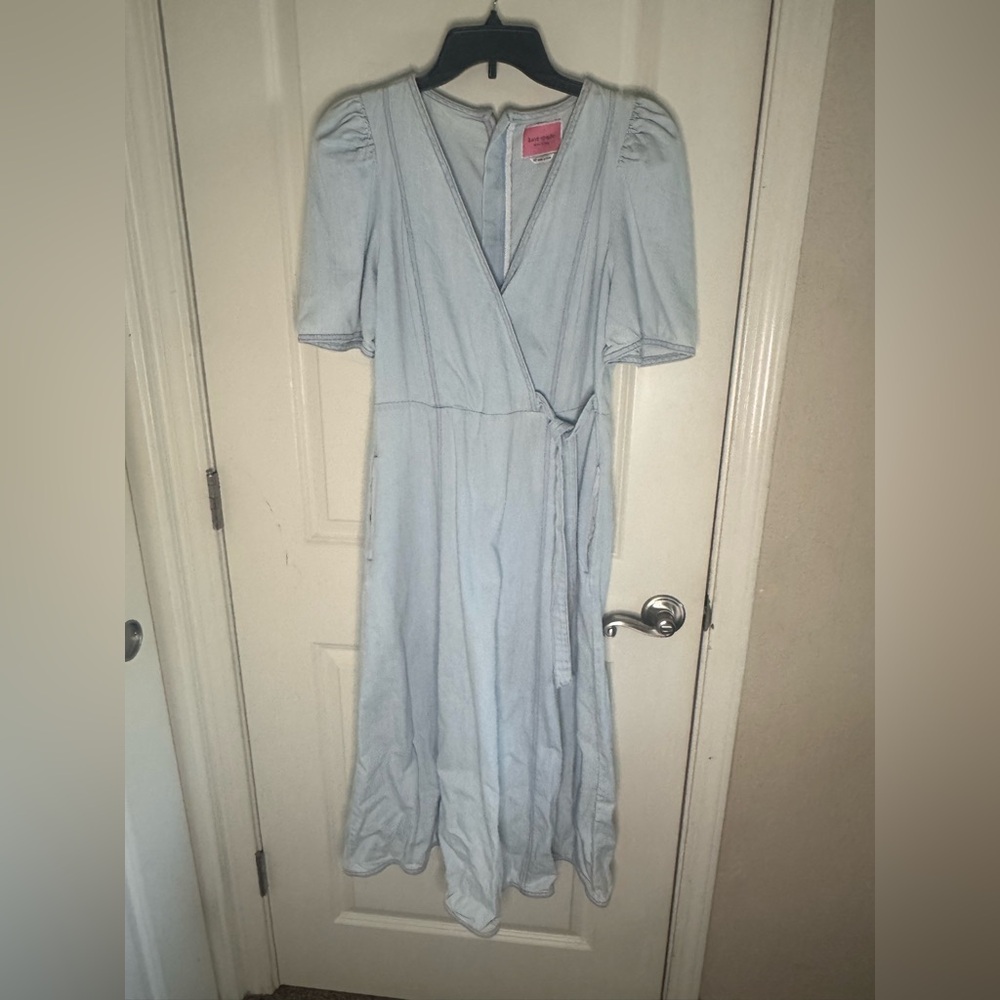 Kate Spade Soft Blue Midi Wrap Dress